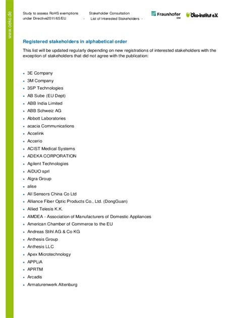 Fillable Online Rohs Exemptions Oeko Implementation Of The Rohs