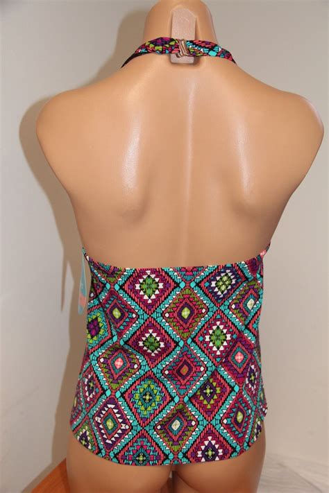 NWT Swim Solutions By Caribbean Joe Swimsuit Bikini Tankini Top Size 8