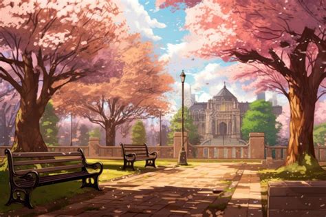 Captivating Park Tree Anime Visual Novel Game Generate Ai Stock Photo