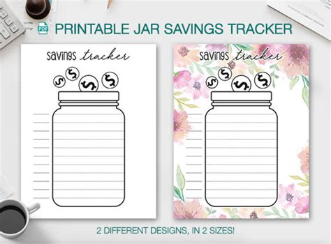 Mason Jar Savings Tracker Printable Download Bullet Journal Etsy