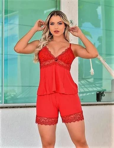 Baby Doll Luxo Canelado Renda Lingerie Pijama Feminino Mercadolivre