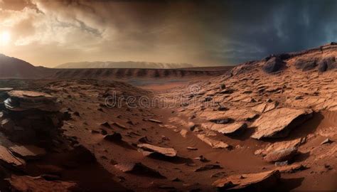 Majestic Arid Sunset Over Eroded Sand Dunes Generated By AI Stock Photo