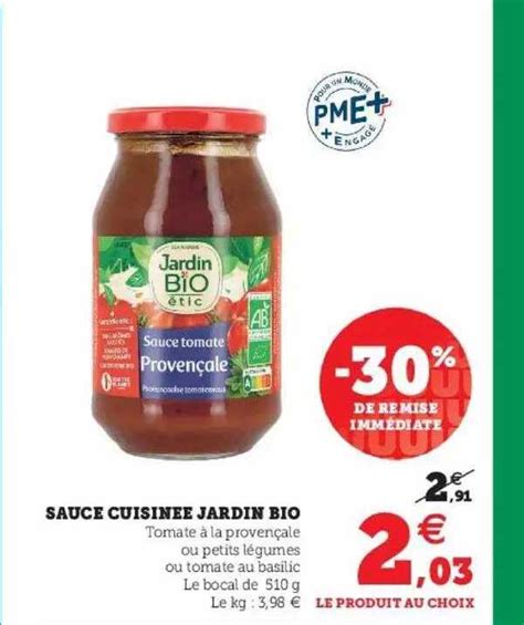 Promo Sauce Cuisinée Jardin Bio chez Super U iCatalogue fr