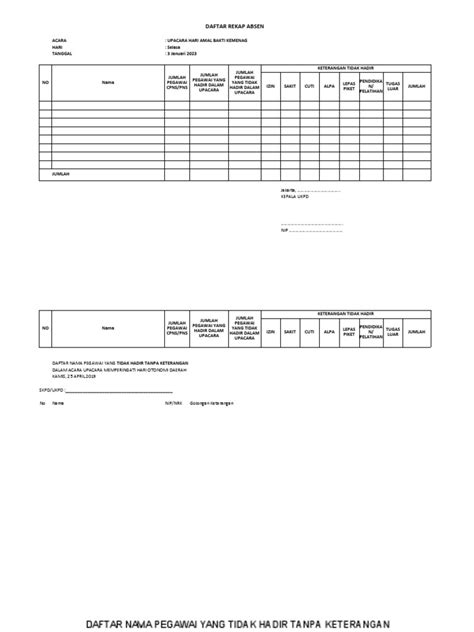 Contoh Format Absensi Pdf