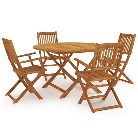 Far Mobilier D Ner De Jardin Pliable Pcs Bois D Acacia Solide