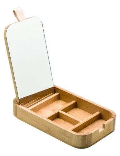 Soporte para accesorios y joyas de bambú con separadores y espejo Oikos Nude Color MercadoLibre