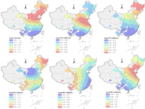 The Spatial Distribution Of Gwr Local Coefficients Note Ur The