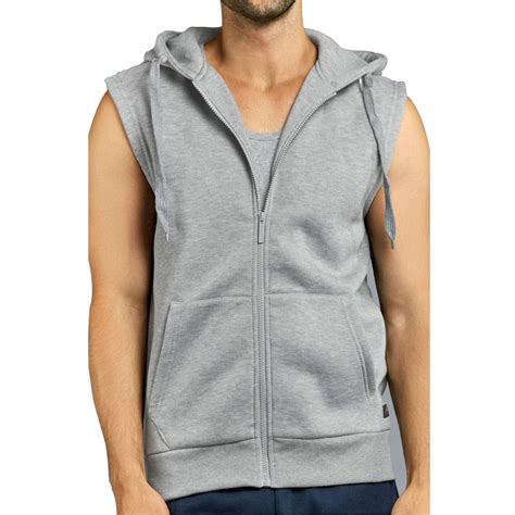 Dailywear Mens Casual Lightweight Sleeveless Zip Up Vest Tank Hoodies Heather Grey Xlarge