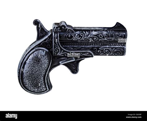 Small black toy pistol gun with silver highlights - path included Stock ...