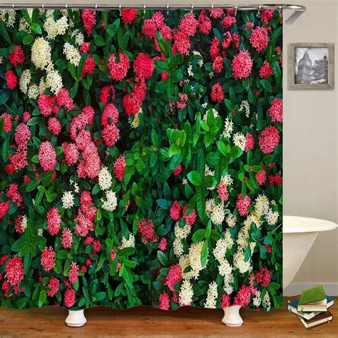 Rurality Fresh Flowers Rose Shower Curtains Bathroom Curtain 3d Fabric