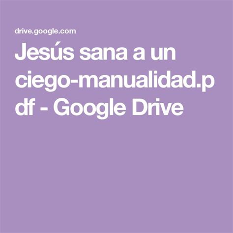 Jes S Sana A Un Ciego Manualidad Pdf Google Drive En Jes S