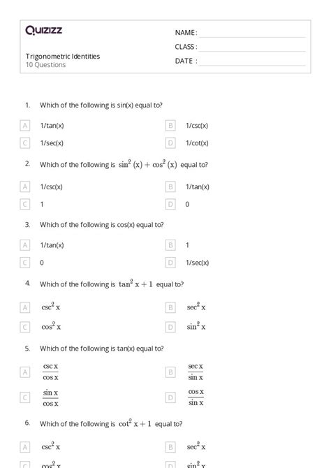 50+ trigonometric identities worksheets on Quizizz | Free & Printable ...