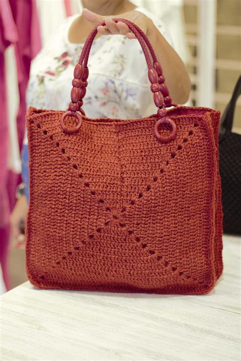 Hand Crocheted Big Bag With Handlehand Bagtote Baghemp Bag Etsy In