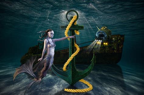 Download Mermaid Ocean Anchor Royalty Free Stock Illustration Image