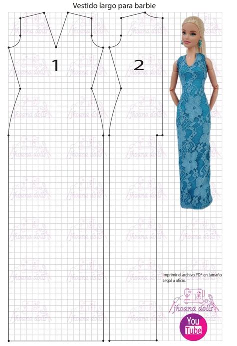 The Front And Back View Of A Dress Pattern For Barbie S Doll With