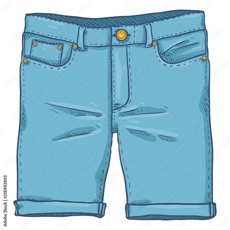 Vector Cartoon Illustration Blue Denim Jeans Shorts Stock Vector