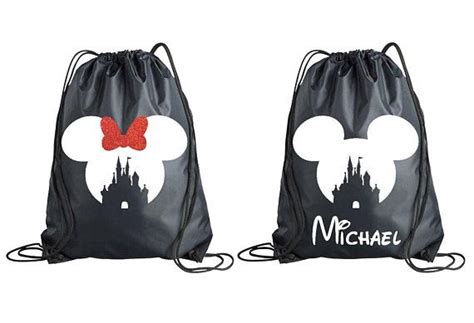 Minnie Mickey Castle Drawstring Bag Disney World Land Etsy Disney