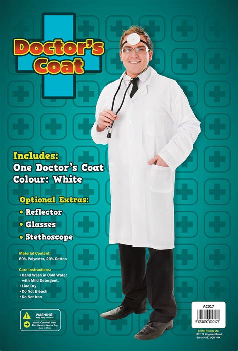 Mens Doctor Coat Costume Hospital Carry On Surgeon Fancy Dress Outfit