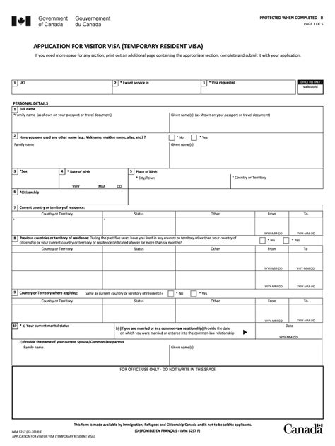 2019 Form Canada IMM 5257 E Fill Online Printable Fillable Blank