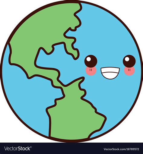 Earth world symbol cute kawaii cartoon Royalty Free Vector