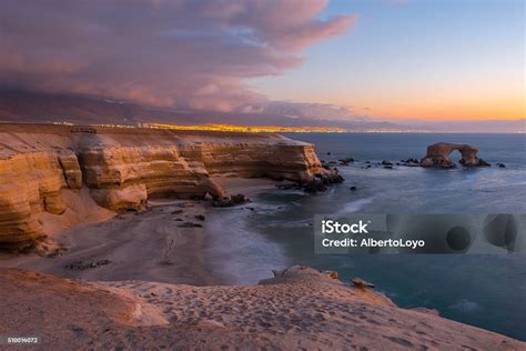 La Portada Natural Monument At Sunset Antofagasta Stock Photo