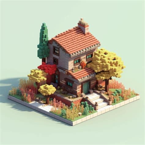 Premium Ai Image A Small House With A Red Roof And A Tree In Front Of It