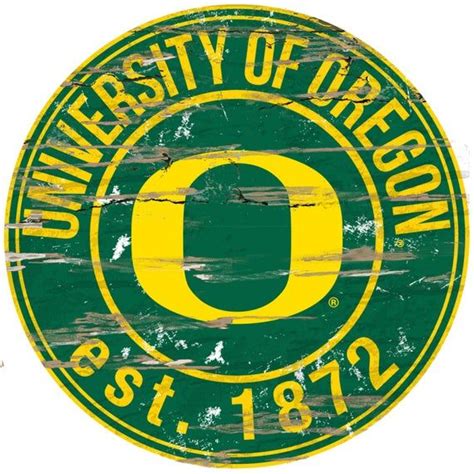 Ncaa University Of Oregon Round Distressed Established Wood Sign 24