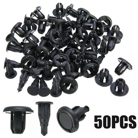 50pcs 10mm Car Fastener Clip Plastic Rivet Bumper Fender Retainer Fastener Push Clips Pin Black