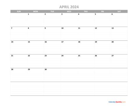 April Calendar 2024 Printable Calendar Quickly