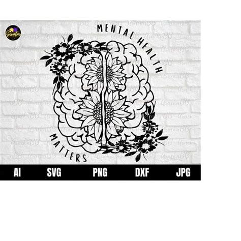 Mental Health Matters Svg Floral Brain Svg Anatomy Svg Mi Inspire