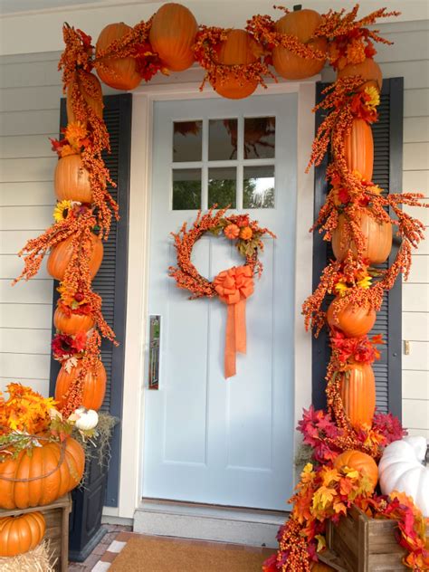 How To Decorate Your Door For Fall With A Pumpkin Arch Celebrate