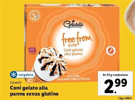 Gelatelli Coni Gelato Alla Panna Senza Glutine 4x 75 G Offerta Di Lidl