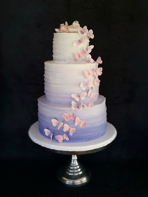 Flic Kr P Ksg7n4 Lavender Ombré Buttercream Cake With Butterfly Butterfly Wedding