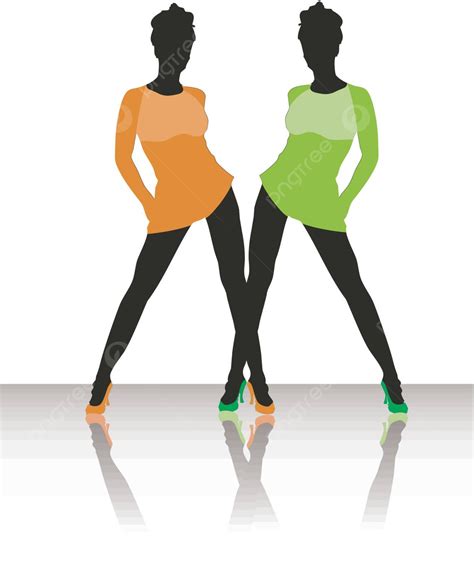 Beautiful Girls Silhouette Posing Nightclub Vector Silhouette Posing Nightclub Png And Vector