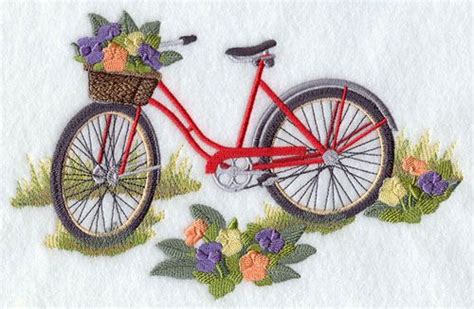 Stitch Up A Bike And Basket Of Flowers Machine Embroidery Designs