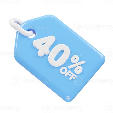 40 Percent Off Discount Sale Icon 3d Render Illustration 34911704 Png