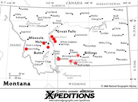 Map of Montana, Beartooth Mountains