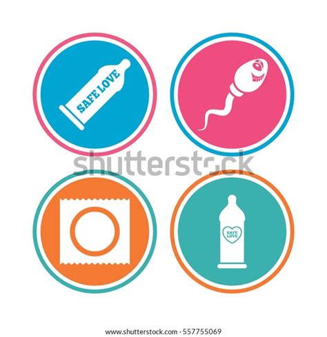 Safe Sex Love Icons Condom Package Stock Vector Royalty Free