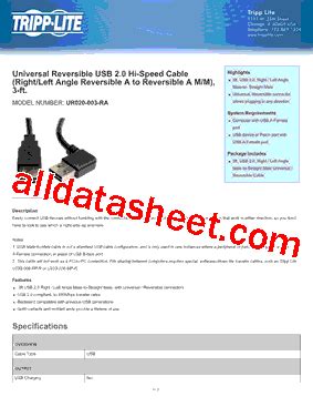 UR020003RA Datasheet PDF Tripp Lite All Rights Reserved