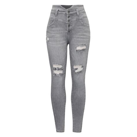 High End Custom Skinny Ripped Denim Slim Leggings Pantalones De Mujer High Stretch High Waisted