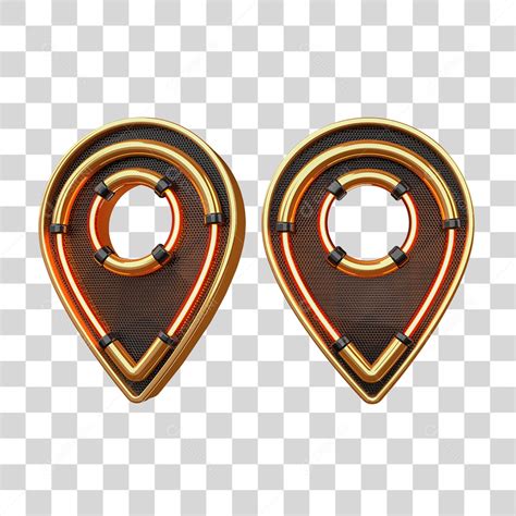 Pin de Localização Dourado com Neon Elemento para Composição PNG