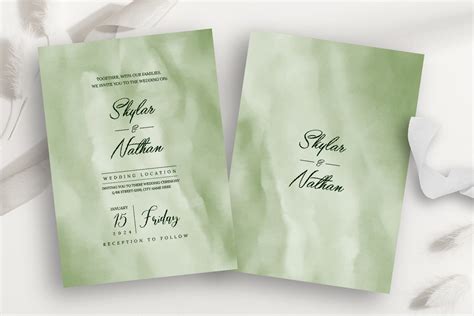 Sage Green Watercolor Wedding Invitation Graphic by SadaRong · Creative ...