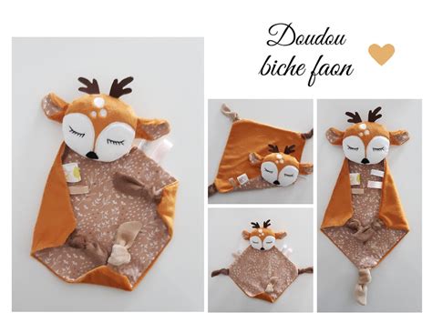 Doudou biche faon personnalisable tissus OEKO TEX création Etsy