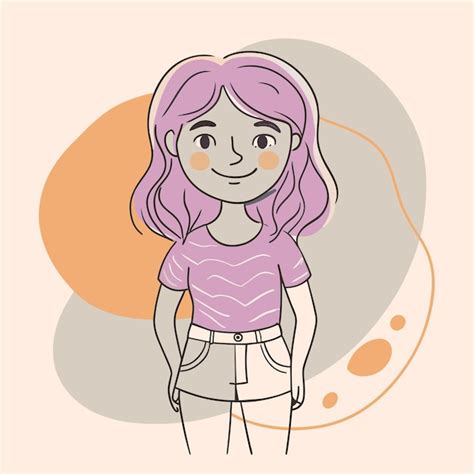 Um Desenho De Uma Menina Cabelo Rosa E Uma Camisa Rosa Que Diz