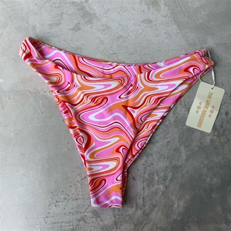 Aurelle Swim Nwt Aurelle Pink And Orange Highcut Bikini Poshmark