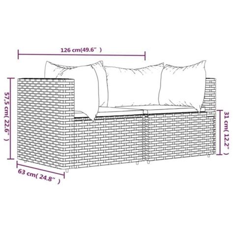 Canapés D angle De Jardin Et Coussins2pcs Marron Résine Tressée Vidaxl