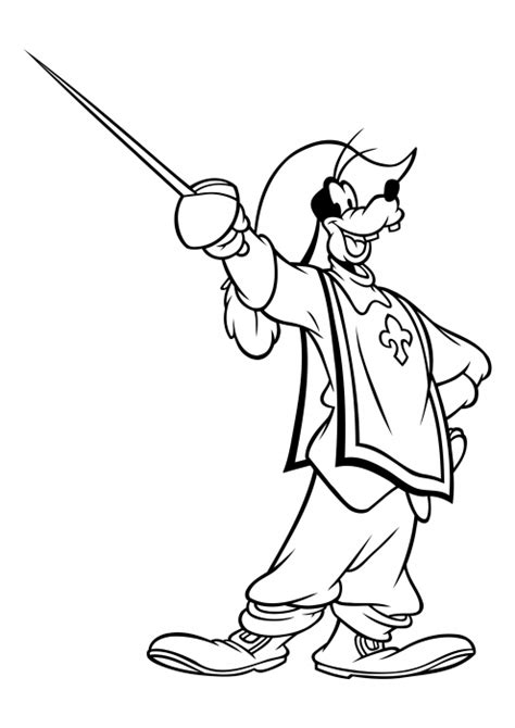 Goofy Musketeer With A Sword Coloring Pages Mickey Mouse Club