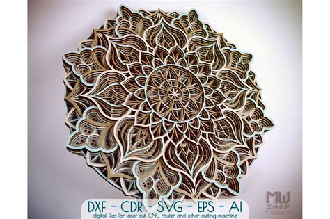 M Layered Mandala Dxf Svg Multilayer Mandala Design