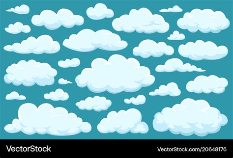 Set clouds different shapes in sky Royalty Free Vector Image