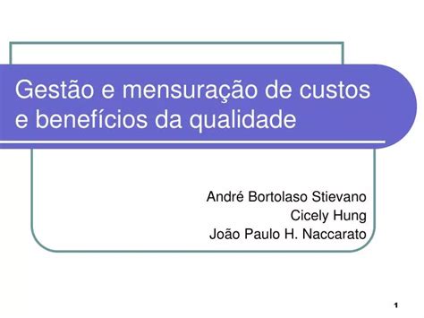 PPT Gestão e mensuração de custos e benefícios da qualidade